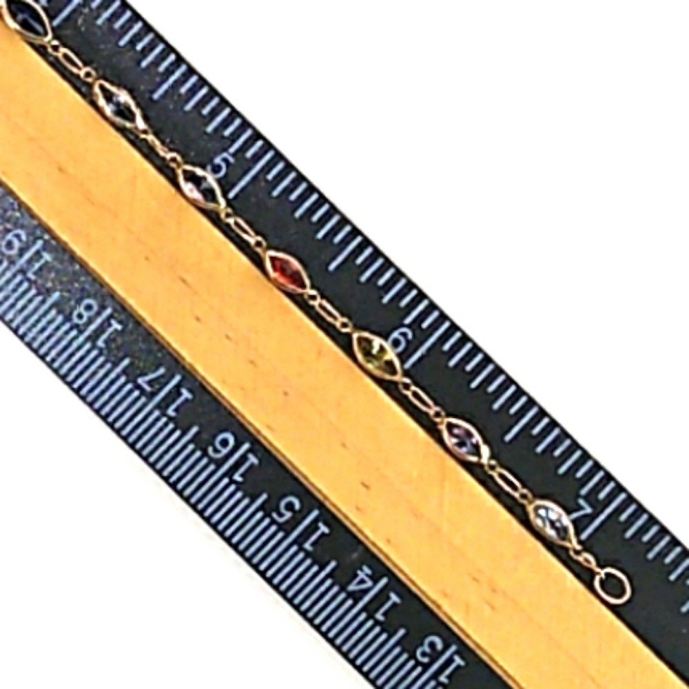 VTG 14K Gold Multi GemStone LinkBracelet VINTAGE - Picture 6 of 8
